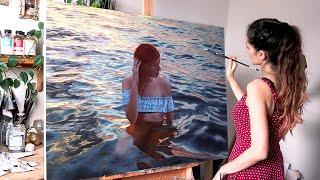 It took me 2 years to finish this artwork  Oil Painting Time Lapse  Realistic Water Portrait