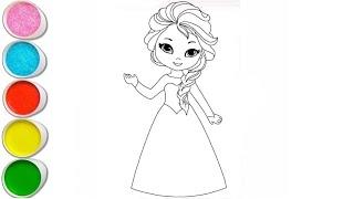 Cute Baby Elsa Frozen Drawing for Kids Painting & Coloring for Kids Toddlers  Lets Draw Together