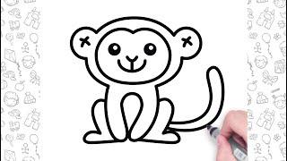 Easy Monkey Drawing Step by Step  Bolalar uchun oson chizish  Easy drawing for kids
