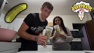 Warheads EXTREME SOUR Dill Pickle Food Challenge 