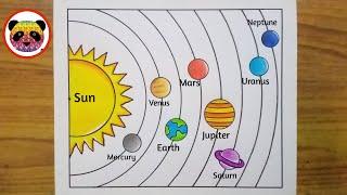 Solar System Drawing  How to Draw Solar System  Solar System Planets Drawing  Solar System