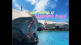 Cliff Jumping At Sarakiniko Beach Milos  Greece 2023