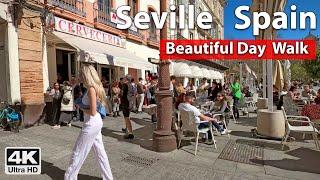 Seville 4K Walk  on famous Constitution Ave. and more   Spain Virtual Tour