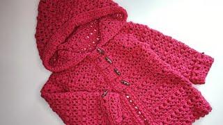Crochet #66 How to crochet  the four stitch hoodie for girls  Part 2