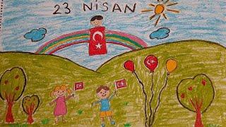 23 Nisan Resim Çizimi-Pastel Boya