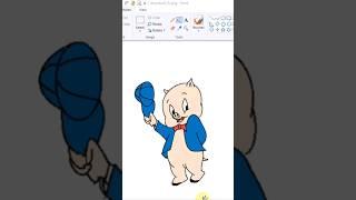 drawing of a cartoon porky pig on Ms paint