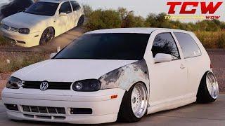 Bagged White VW Golf MK4 20th GTi on BBS RS Wheels Tuning Project