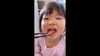 Mom inspires toddler to try octopus for the very first time #shorts