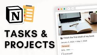 CREATE a Project & Task Manager with progress bars  Free Notion Template + EASY Tutorial