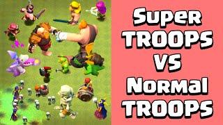 SUPER TROOPS VS NORMAL TROOPS  Clash of Clans Gameplay