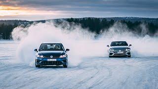 Eis Driften im VW Golf R  Rennfahrer vs. YouTuber  Teil 2