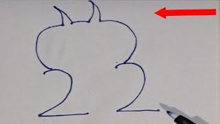 How to Draw owl From 22 number Easy owl drawing  Number drawing