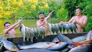 Casting Nets to Catch Many Big Fish on a Large Lake - Harvesting Lots of Fish for Cooking  SAPA TV