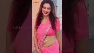 Beautiful Girl New Saree Fashion  Trending Saree Video  Low Waist Saree Draping #saree