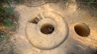 GIRL LIVING OFF GRID BUILD THE MOST SECRET UNDERGROUND DUGOUT SHELTER SWIMMING POOL