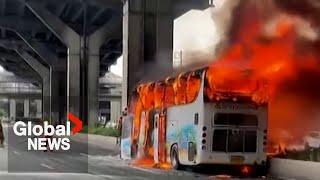 Thailand school bus fire More than 20 children feared dead after bodies recovered