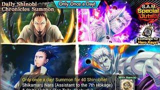 Day6 Test Summon for 40 Shinobites Daily Shinobi Chronicles Summon Shikamaru Adult & Jubito