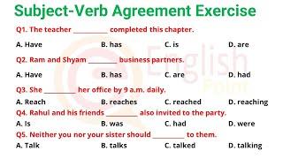 Subject-Verb Agreement Exercise   Most Important MCQs