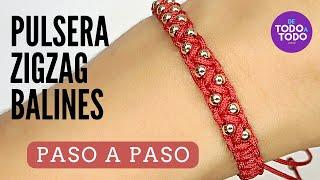 ️Cómo hacer pulsera zigzag con balines o cuentas. Beaded string bracelets tutorial.