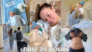 FIRST 24 HOURS WITH A NEWBORN postpartum bringing baby home + more