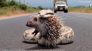 Porco espinho Mata cobra com suas farpas poderosas.