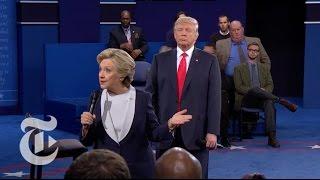 Trumps Looming Onstage Presence in Presidential Debate  Election 2016  The New York Times