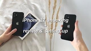 BLACK iPHONE 12 UNBOXING & REVIEW 128GB  first impressions accessories haul iOS 14 setup