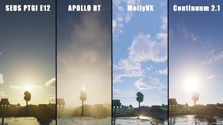 TOP 4 HIGH END MINECRAFT SHADERS COMPARISON   SEUS PTGI E12 + APOLLO RT + MOLLYVX + CONTINUUM 2.1