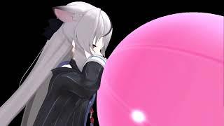 QUICK MMD Kokona blowing up a pink punch balloon no pop