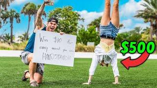 WIN $10 For Every Second You Can Hold a HANDSTAND