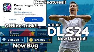 New Update Dream League Soccer 2024 v 11.05New UI Coins & Gems Big Detailed BG with Shadow etc