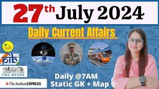27 July 2024 current affairs  हिंदी+English  SSC Railway bankinggroup D & other exams
