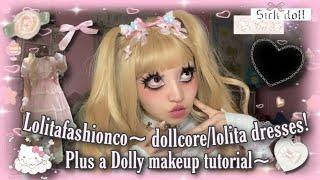 trying 2 LolitaDollcore dresses from LOLITAFASHIONCO +alternative dolly makeup tutorial