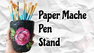 How To Make Paper Mache Pen Stand Without Glue   DIY pen stand using Waste Paper  