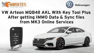 VW Arteon MQB48 AKL with Key Tool Plus after getting Immo Data & Sync files from MK3 Online Service