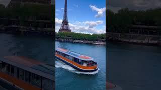 Paris river Seine Eiffel Tower Boat Spotting #paris #france #boat #barge