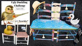 Maximalist furniture flip 2 antique chairs into a bench  #uglyducklingchallenge