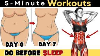 DO IN BED BEFORE SLEEP TO BURN BELLY FAT  5 MINUTE BELLY & THIGH WORKOUT