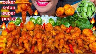 ASMR SPICY CHICKEN FEET EGG & RICE *CEKER AYAM SETAN SUPER PEDAS MASSIVE Eating Sounds