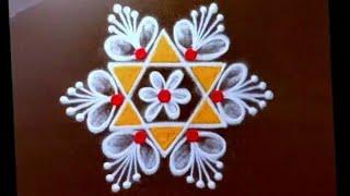 Beautiful 5 Star kolams  latest muggulu  3*2 dots trendy rangoli viral kolam  small muggulu