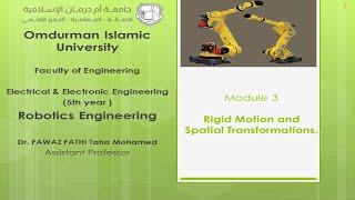 Robotics Engineering Module 3-3 Rigid Motion and Spatial Transformations English