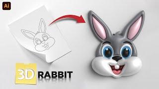 Turn Your Sketch Into 3D Rabbit Character Design in Illustrator Tutorial For Beginners हिंदी में