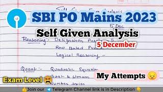 SBI PO Mains Self-given Analysis 2023  My Attempts #sbi #sbipo2023 #sbipomains