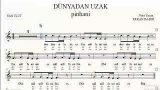 DÜNYADAN UZAK pinhani YAN FLÜT notaları EŞLİKLİ altyapılı