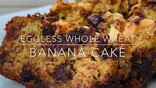 Eggless Whole Wheat Banana Cake  No Sugar Added  Banana Walnut Cake