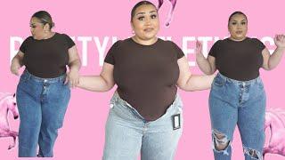 PRETTYLITTLETHING PLUS SIZE MOM JEAN HAUL  YAY OR NAY??  PLUS SIZE FASHION