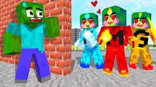 Monster School  Zombie x Squid Game HAVING A CRAZY ELEMENTAL FANGIRL - Minecraft Animation