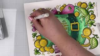 Coloring a St. Patrick coloring page using Ohuhu markers