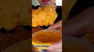 Korean cheese balls and cheese dogs dip in more cheese sauce  #shorts #asmr