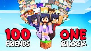100 FRIENDS on ONE BLOCK in Minecraft